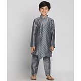 Vastramay Full Sleeves Printed Kurta With Pyjama - Grey