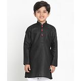 Vastramay Solid Full Sleeves Kurta - Black