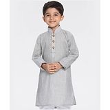 Vastramay Solid Full Sleeves Kurta - Grey