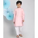 Vastramay Solid Full Sleeves Kurta With Pyjama - Pink