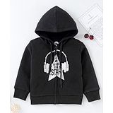 Vitamins Full Sleeves Hooded Sweat Jacket Future Rockstar Print - Black