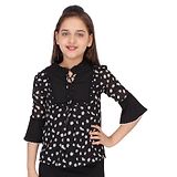 Cutecumber Floral Printed Three Fourth Sleeves Top - Black