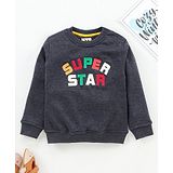 Yellow Apple Full Sleeves Sweatshirt Super Star Embroidery - Grey