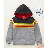 Yellow Apple Full Sleeves Hooded Sweatshirt - Grey Black