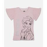 Kidsville Half Sleeves Princess Frozen Printed Top - Light Pink