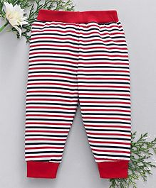 Babyhug Full Length Cotton Lounge Pant with Ribbed Waist - Red main image 1