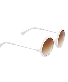 Spiky Classic Round Kids Sunglasses - White & Brown Image