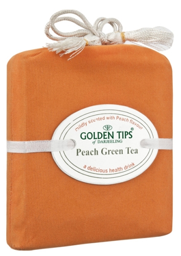 Golden Tips of Darjeeling Peach Green Tea with Velvet Pouch