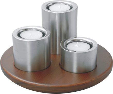 Ravenn - Tealite Candle Stand With Wooden Tray