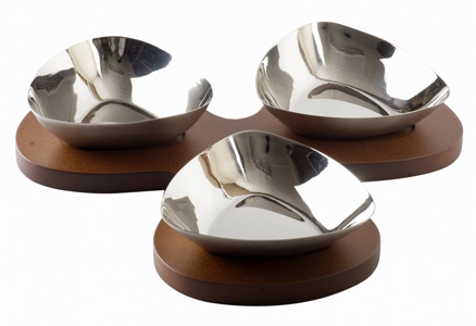 Ravenn - Flower Shaped Wooden Snack Tray With Triangular Bowls