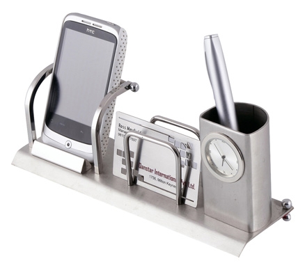 Ravenn - Mobile Visiting Card and Pen Stand Holder With Watch