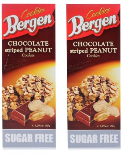Bergen Cookies - Sugar Free Chocolate Striped Peanut Cookies