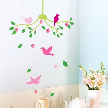 Krazywalls Birds Wall Decal - Lime Green