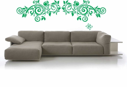 Krazywalls Floral Curves Wall Decal - Dark Green