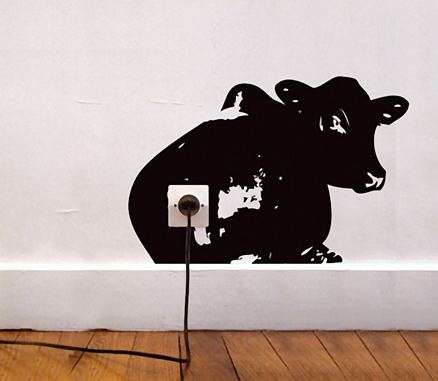 Krazywalls Funny Cow & Plug Decal - Black
