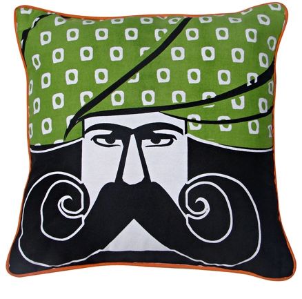 Home Blendz Cotton Printed Cushion Cover Without Fillers - Rajasthan Moustache