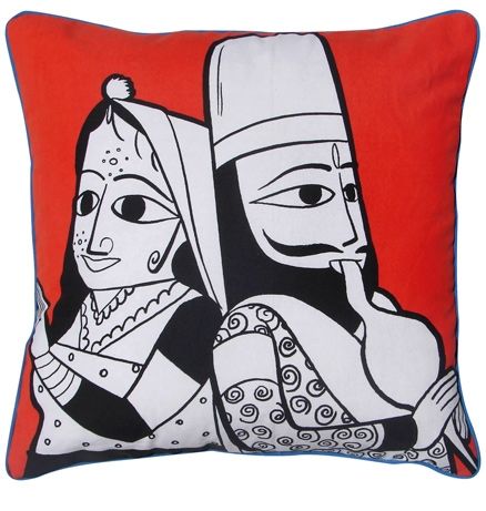 Home Blendz Cotton Printed Cushion Cover Without Fillers - Raja Rani