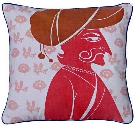 Home Blendz Cotton Printed Cushion Cover Without Fillers - Rajasthan Man