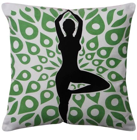 Home Blendz Cotton Printed Cushion Cover Without Fillers - Yoga Standing Design