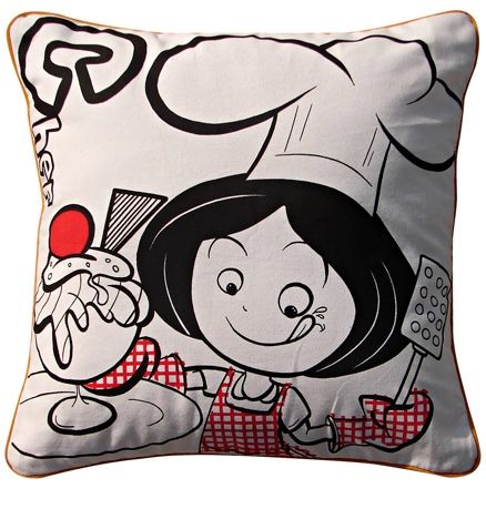 Home Blendz Cotton Printed Kidz Cushion Cover Without Fillers - Chef