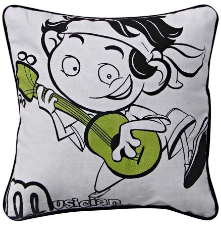 Home Blendz Cotton Children Cushion Cover without Fillers - Musician Boy
