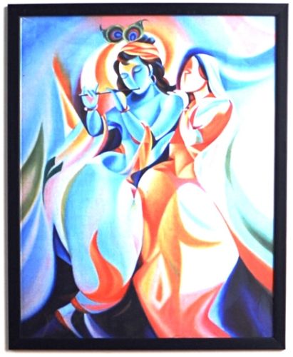 Aakriti Digital Painting on Fabric - Radha Krishna