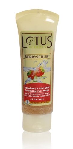 Lotus Herbals Berry Scrub Strawberry & Aloe Vera Face Wash Scrub Gel