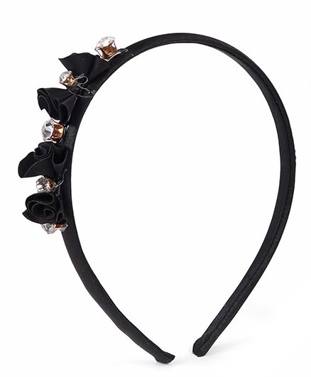 Stol'n Hair Band Rhinestone Bow Appliques - Black