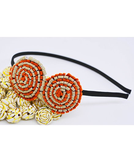 Little Tresses Partywear Double Puff Flower Hair Band - Orange