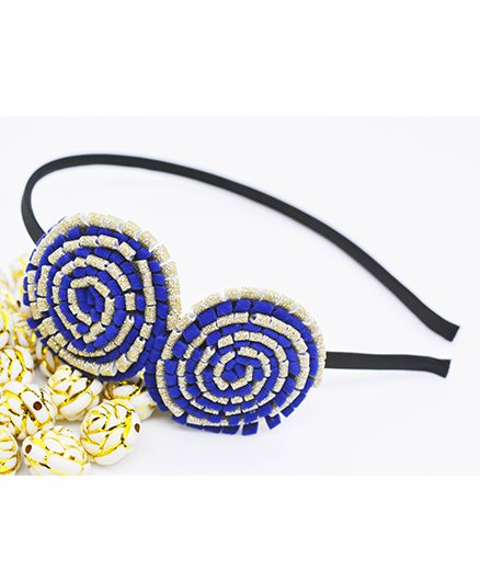 Little Tresses Partywear Double Puff Flower Hair Band - Dark Blue