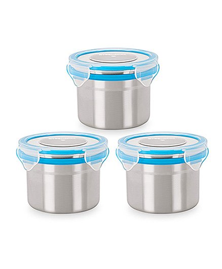 Steel Lock Airtight Food Storage Containers Set Of 3 - Blue