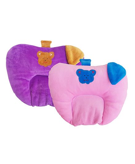 My Newborn Premium Quality Mustard Seed Neck Pillows Pack Of 2 - Pink Purple