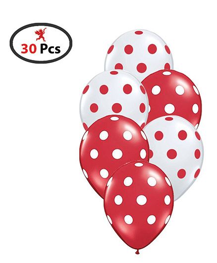 Party Propz Balloons Polka Dots Print Red White - 50 Pieces