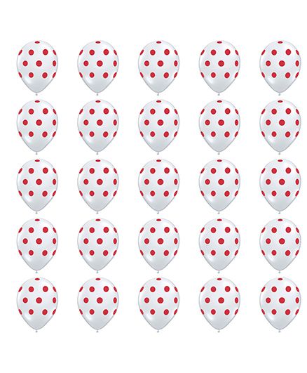 Party Propz Balloons Polka Dots Print White - 25 Pieces