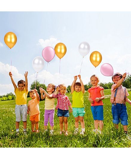 Party Propz Printed Balloons Pink Golden White - 30 Pieces