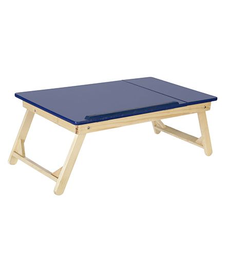NHR Multipurpose Foldable Wooden Laptop Table With Side Mouse Table - Blue