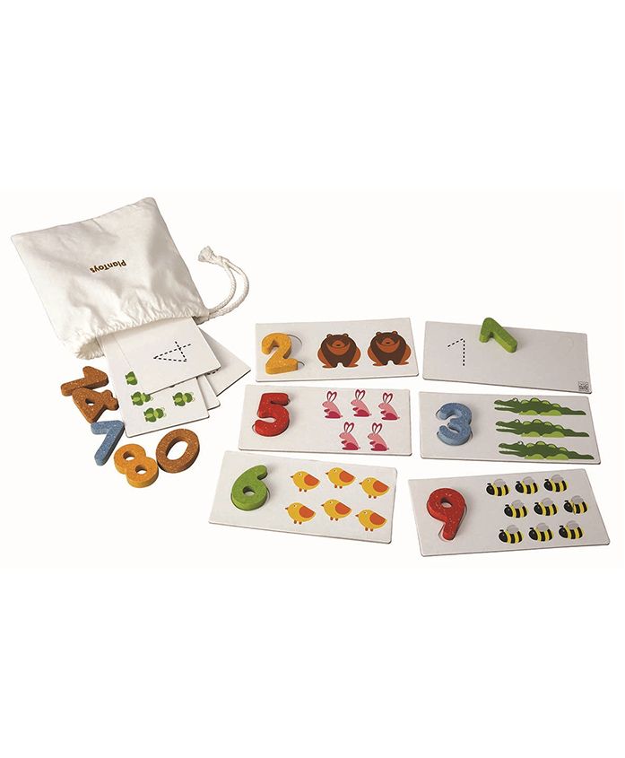 Plan Toys Wooden Numbers Set Multicolour - Pack Of 20 Pieces