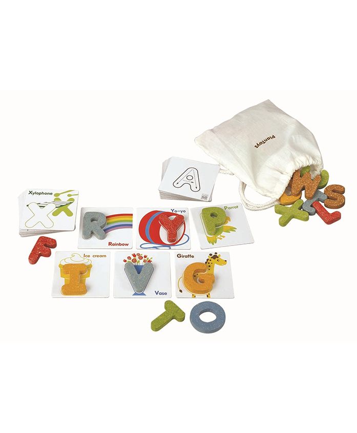 Plan Toys Wooden Alphabets Set Multicolour - Pack Of 52 Pieces