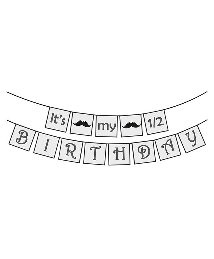 Party Propz Half Birthday Party Decoration Banner - White & Black
