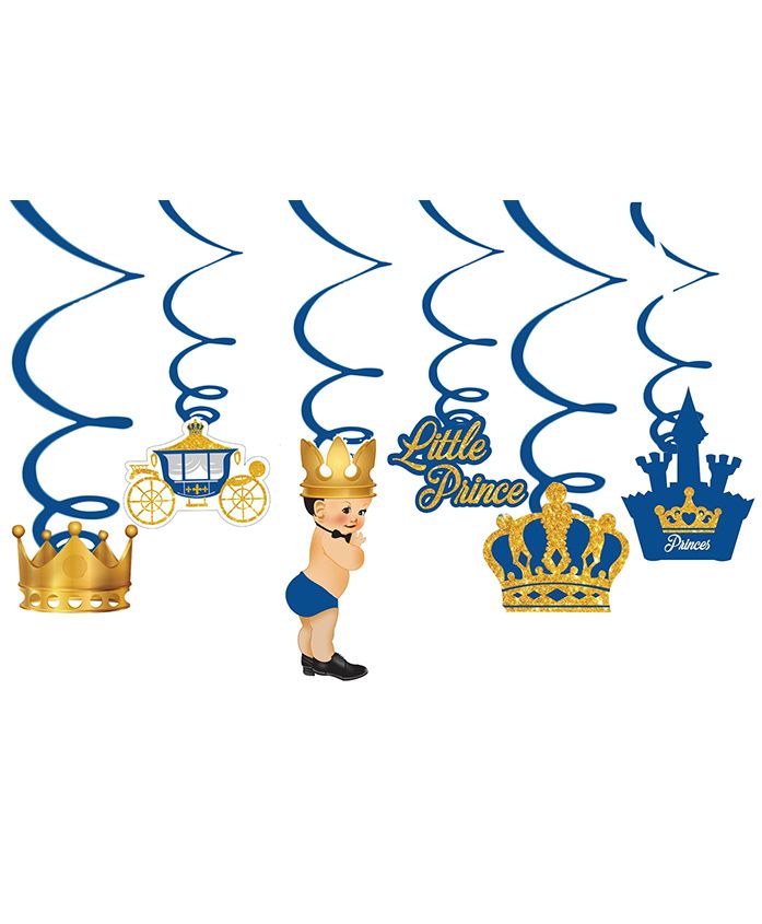 Party Propz Prince Theme Swirls Blue Golden - Pack Of 6