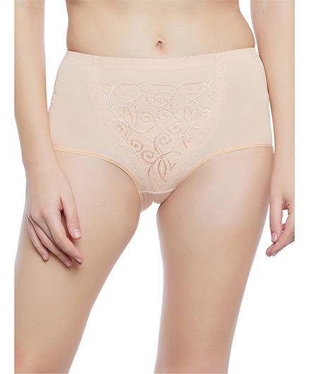 Clovia Tummy Tucking High Waist Brief Floral Design - Beige