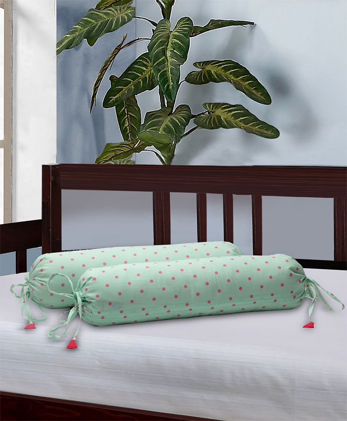 The Baby Atelier Bolster Cover With Fillers Polka Dot Print - Green & Red