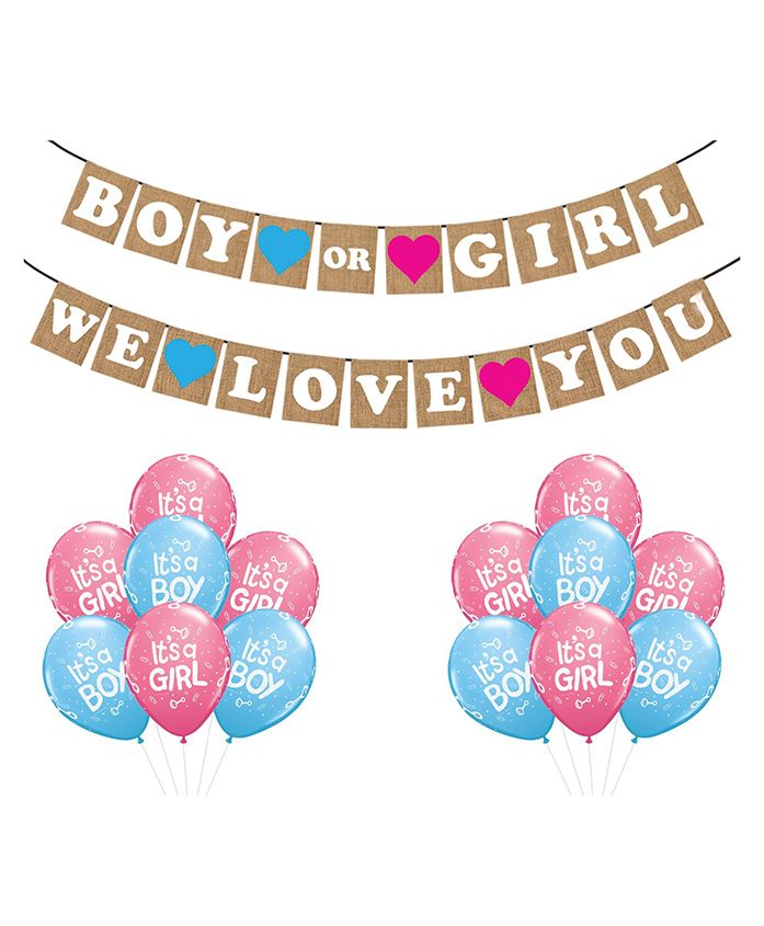 Party Propz Baby Shower Decoration Combo Multicolour - Pack Of 15