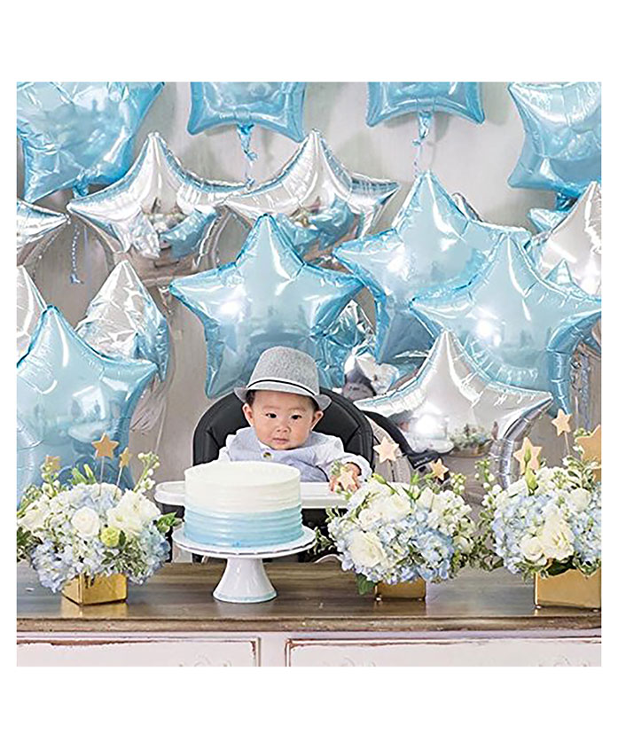 Party Propz First Birthday Balloons Blue & White - 8 Pieces