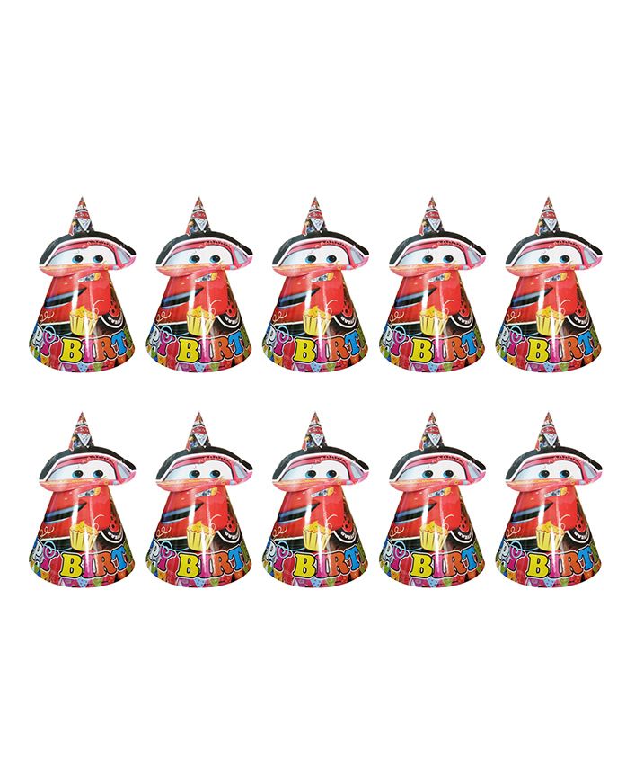 Party Propz Cars Themed Birthday Caps Red - 10 Pieces