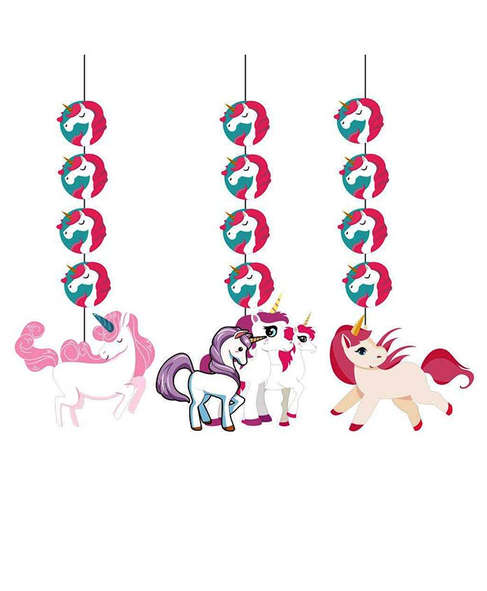 Party Propz Unicorn Themed Ceiling Decoration Pink - Pack Of 3