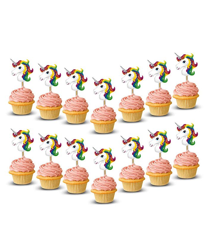 Party Propz Unicorn Cupcake Toppers Multicolour - 14 Pieces