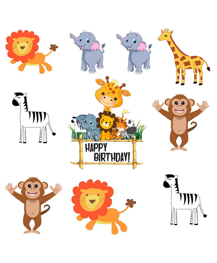 Party Propz Jungle Theme Cut Outs Multicolour - 10 Pieces