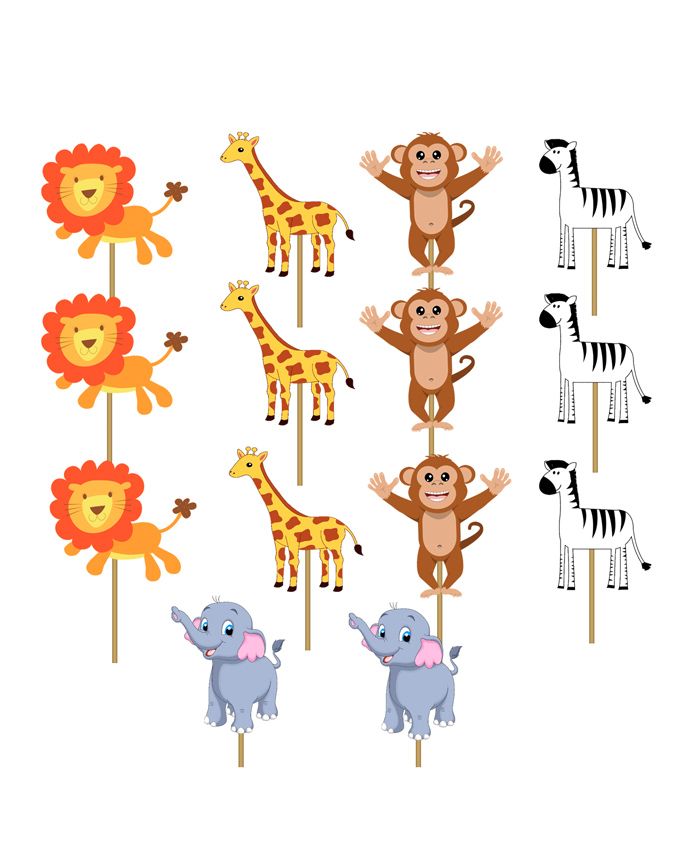 Party Propz Jungle Theme Cupcake Toppers Multicolour - Pack Of 14