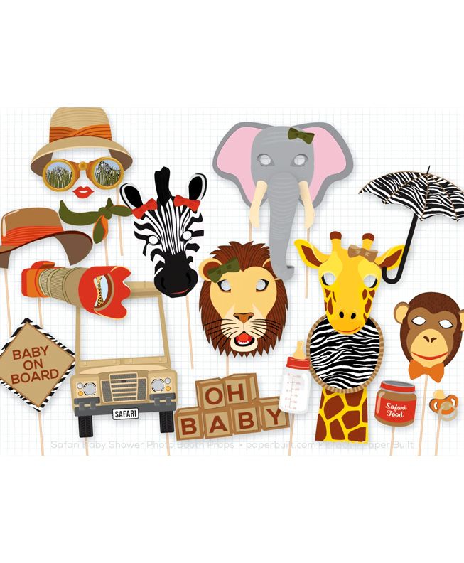 Party Propz Jungle Theme Photobooth Props Multicolour - 16 Pieces